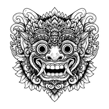 Bali Maskeli Resimler Geleneksel Kültür Sanat Tasarım Çizgisi