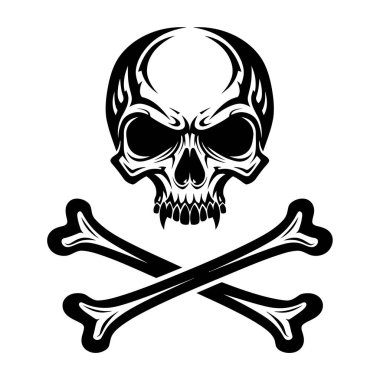 Kurukafa ve Çapraz Kemikler Tehlikeli İşaret Sembolü Ölüm Uyarı Cadılar Bayramı