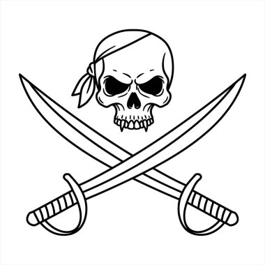 Korsan Kafatası Jolly Roger Tehlikenin Kılıç Sembolü