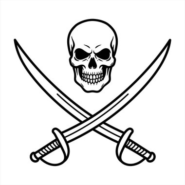Korsan Sembolizmi Crossbones Grafik Çizimi Klasik Kafatası Amblemi