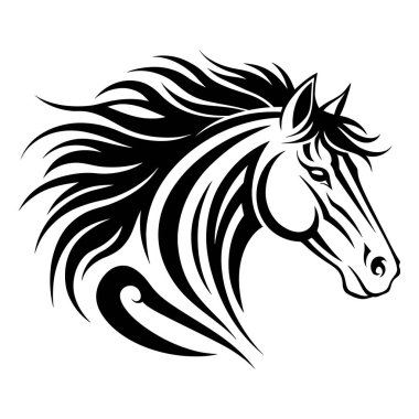 Kabile Tarzı Elementleriyle Zarif At Başı İllüstrasyonu