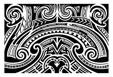 Bir Polinezya Kabilesi Dövmeli Omuz Parçası Siyah ve Beyaz