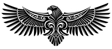 Soyut Süsleme Vektörlü Siyah ve Beyaz Kartal