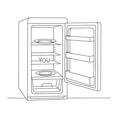 Yiyecek ve içecekler içeren buzdolabı Mutfağın bir tasviri