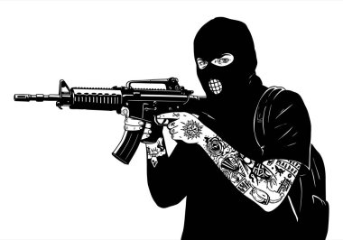 Silahlı ve Tehlikeli Kara Maskeli Gölgeli Adam