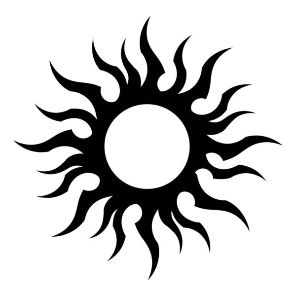Bold and Beautiful Sun Tattoo Symbol with Pointed Rays