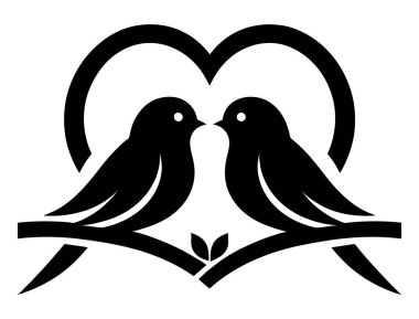 Birbirine bakan bir çift kuş Ağaç dalında