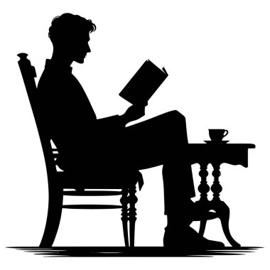 Masanın Kitabını Okuyan Bir Adamın Silueti
