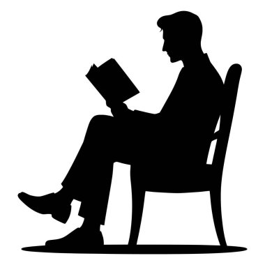 Sandalyedeki Silüet Sanatında Kitap Okuyan Adam