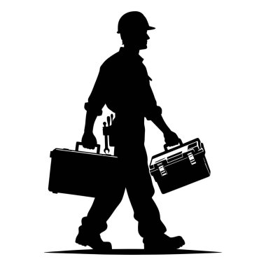 İnşaat İşçisi Silueti Araç Kutuları Siyah ve Beyaz Sanat Eserleri Taşıyor