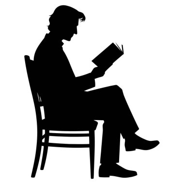 Sandalyede oturmuş kitap okuyan bir adamın silüeti.