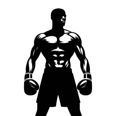 Güçlü Boksör Silueti Boks Sportmenliği Cesaret Kararlılık Eğitimi