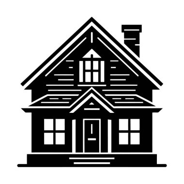 Chimney 'li Klasik Amerikan evinin silueti.