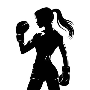 Güçlü Kadın Silueti Boks Eldiveni Fitness Tasarımı