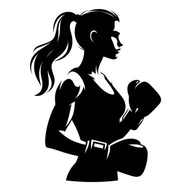 Bir Dişi Boksörün Silueti Sporla Savaşmaya Hazır