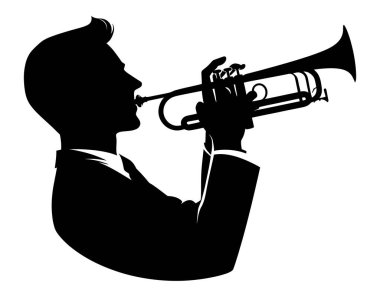 Müzisyen Silueti Konserde Trompet Çalıyor