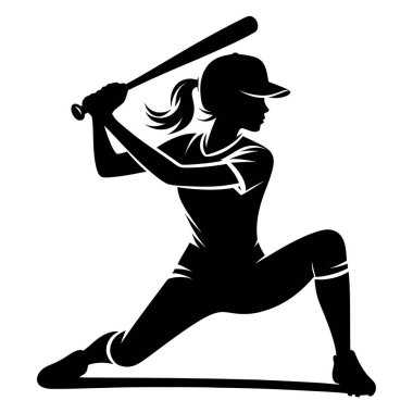 Dişi Beyzbol Oyuncusu Yarasayla Topa Vurmaya Hazır