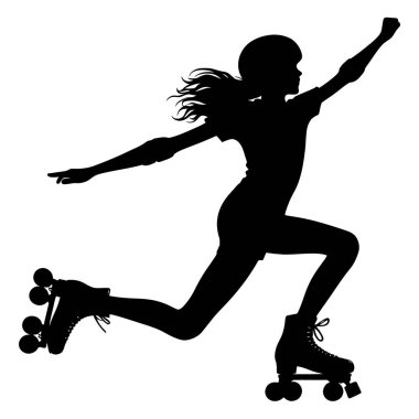 Paten Derbisi Kız Güç Silueti Hareket halinde İleri İtme