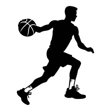 Basketbol Oyuncusunun Silueti Topla Hareket Ediyor