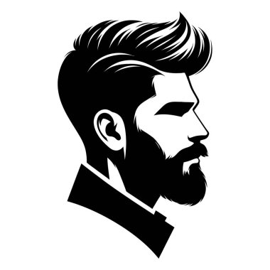 Ayrıntılı Siyah Beyaz Sakallı Adam Çizimi