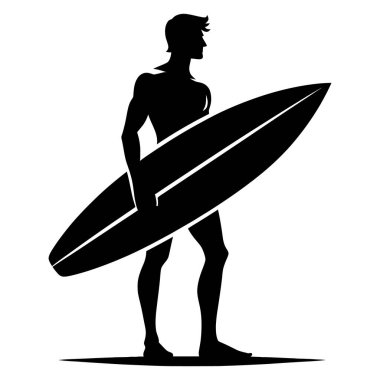 Sörf Tahtası Tasarımı Tutan Sörfçünün Silueti