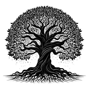 Antik Gizemli Hayat Ağacı Dijital Vektör Sanatı