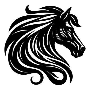 Görkemli Siyah At Kafası Akan Yelken Sanat Tasarımı