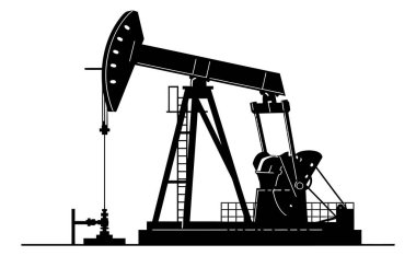 Pumpjack Siyah Siluet ile Yerden Çıkarma Yağı
