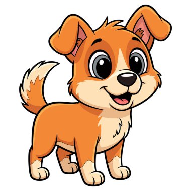 Büyük Gözlü ve Mutlu Yüzlü Sevimli Çizgi Film Yavru Köpeği