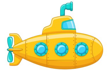 Neşeli Sarı Denizaltı Mavi Pencereli Sualtı Okyanusu Derinliklerini keşfediyor