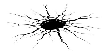 Kara Delik, beyaz bir yüzeyde ortaya çıkıyor. Çatlaklar dışarı doğru yayılıyor.