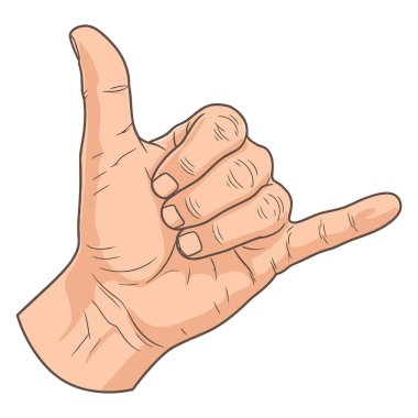 El hareketleriyle, gevşemiş parmakları ve başparmağını gösteriyor.