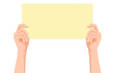 Boş Sarı Kağıt Ellerinde Mesajınız İçin Boş İmza Gösteriliyor