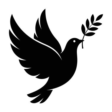 Barış sembolü Umut ve Uyum İçin Uçuşta Zeytin Dalını Taşıyan Bir Güvercin