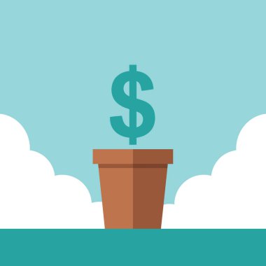 Mali Büyüme Geliştirme Zenginlik Biriktirmek İçin Bir Tencereye Dolarlar Ekme