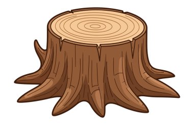 Görünür Büyüme Halkaları ve Kökleri olan Yıpranmış Ahşap Ağaç Kökünün Ayrıntılı Çizimi