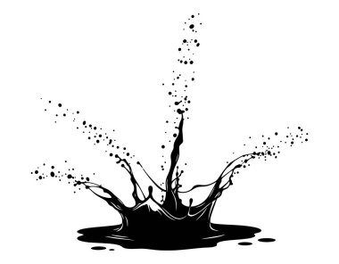 Dinamik Siyah Mürekkep Tacı Şekli Patlayıcı Sıvı Hareketi Soyut Sanat