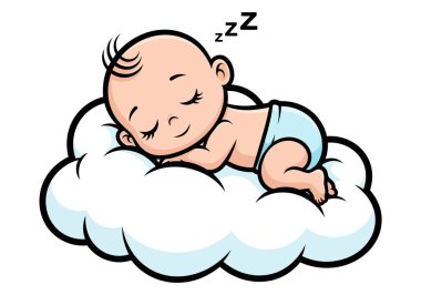 Sevimli Bebek Yumuşak Bulutta Huzurlu Uyuyor Tatlı Rüya Görüyor