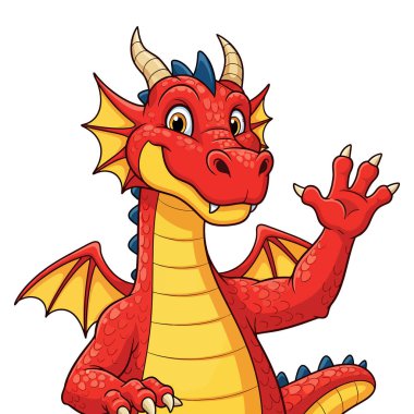 Arkadaş canlısı Kızıl Ejder Dalgalanan Merhaba Çizgi Filmi