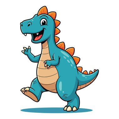 Dost canlısı Mavi Dinozor Çizgi Film Çizimi