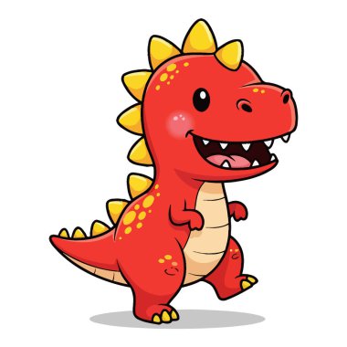 Şirin Kırmızı Bebek Dinozor Mutlu Yürüyor