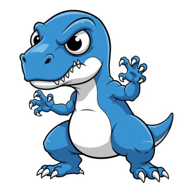 Şirin Kızgın Mavi Dinozor Sanat Tarzı