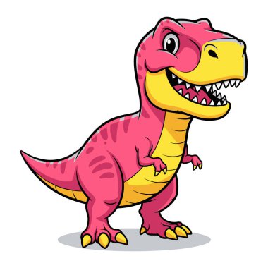 Mutlu Pembe Tyrannosaurus Rex Dinozor Çizgi Filmi Karakteri