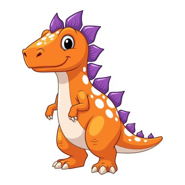 Mor Sivri Uçları ve Beyaz Noktaları olan Şirin Turuncu Dinozor