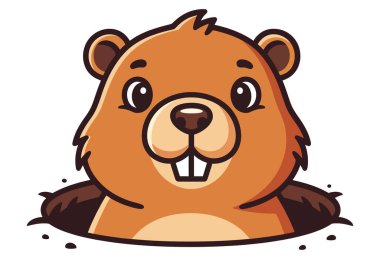 Güneşli bir günde Şirin Köstebek Yuvasından Gizlice Bakıyor