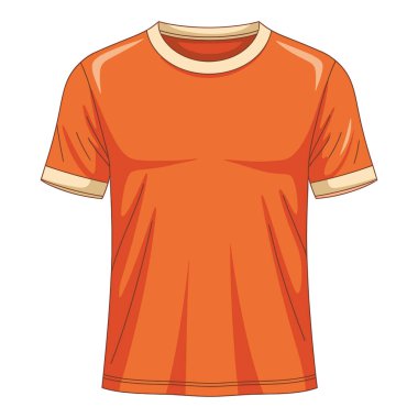 Canlı Turuncu Tayfa Boyunlu Bej kesimli Tişört