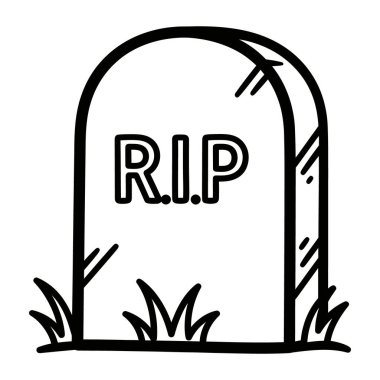 RIP yazıtlı ve çim resimli mezar taşı