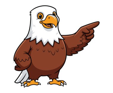 Sağ tarafı gösteren sevimli kartal çizgi filmi.