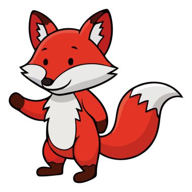 Sevimli çizgi film tilkisi mutlu bir ifadeyle selam veriyor.