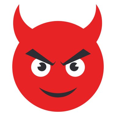 Kırmızı Boynuzlu Şeytani Komik Surat ve Kötü Lezzet Yakalayıcı Yaramaz Sırıtış